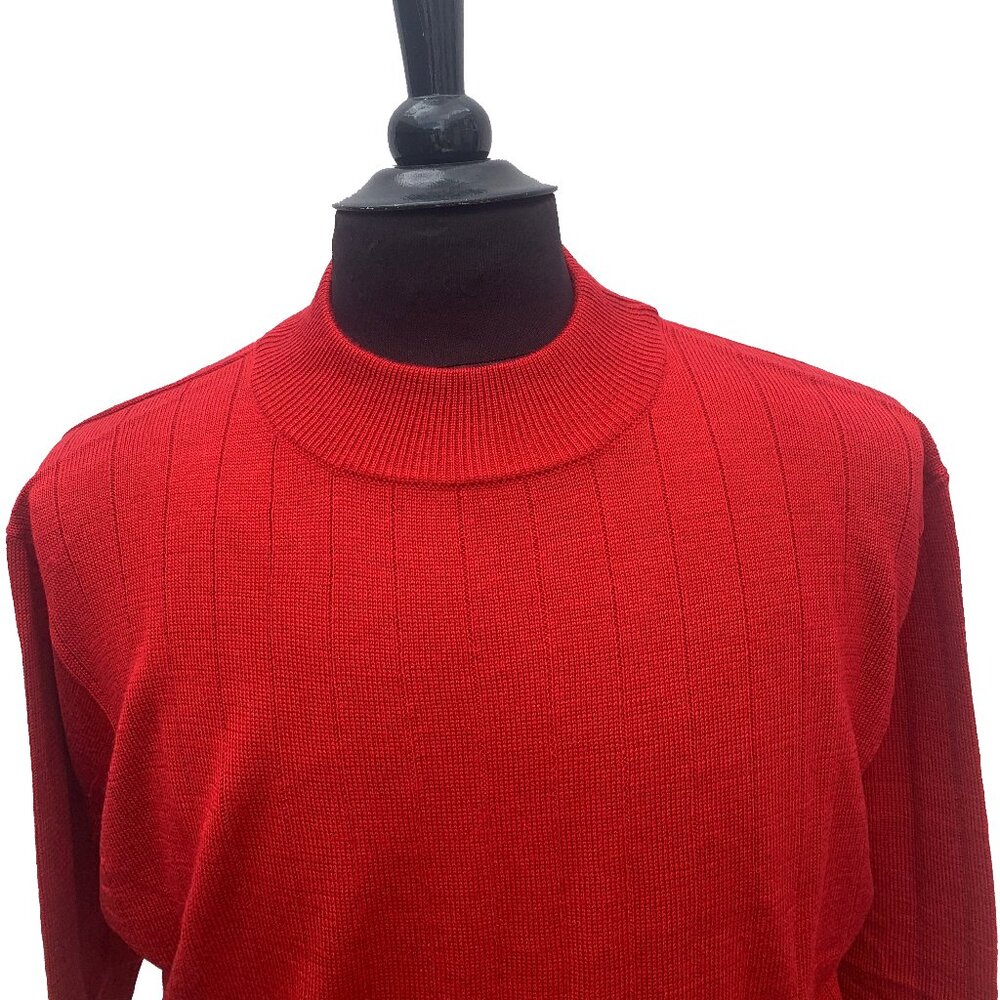 Crew Neck Sweater Le' MONDE Homme Couture 100% Acrylic Made in Korea Red Medium